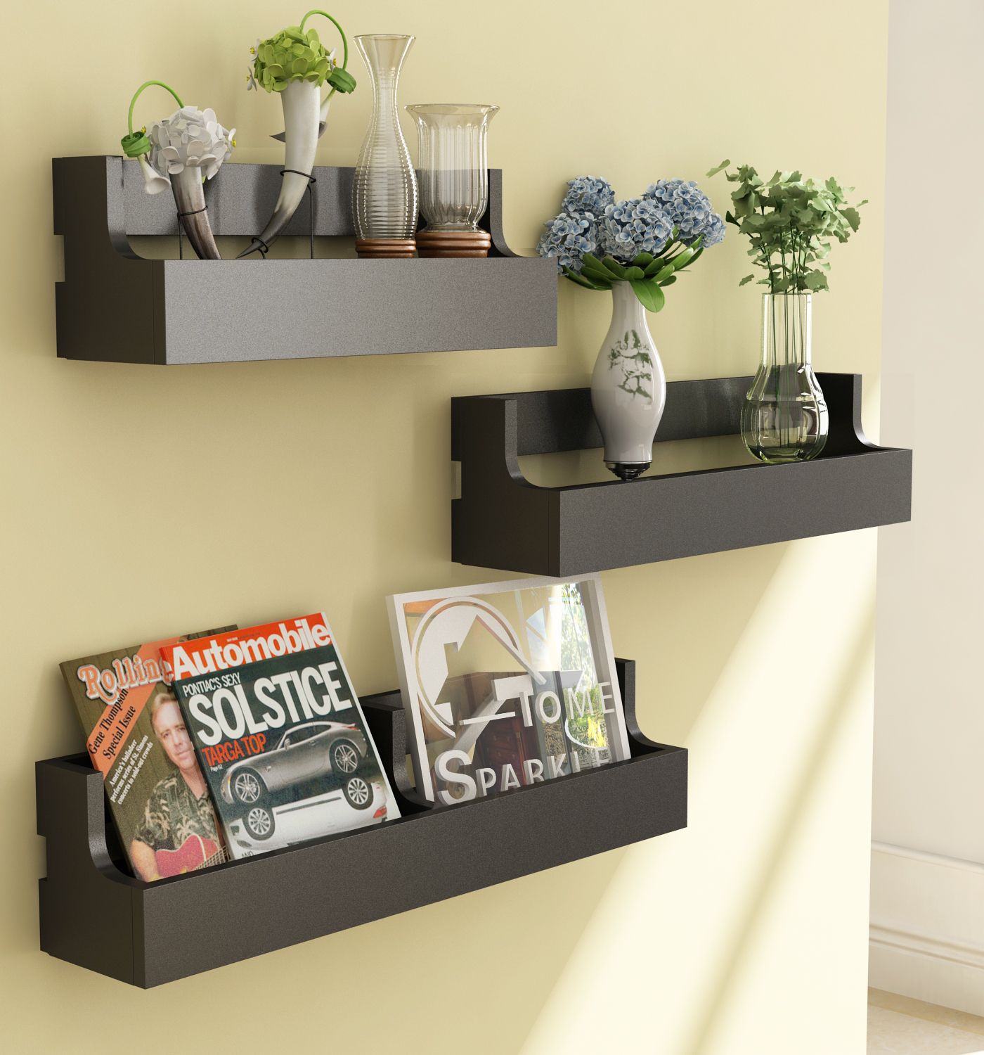 Home Sparkle MDF Set of 3 Pocket Shelf For Wall Décor -Suitable For Living Room/Bed Room (Designed By Craftsman)
