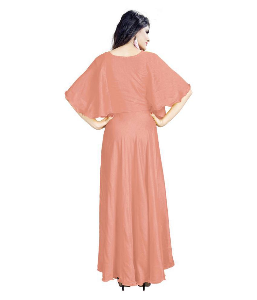 Reyansh International Rayon Peach A Line One Piece Western Dress Women Buy Reyansh International Rayon Peach A Line One Piece Western Dress Women Online At Best Prices In India On Snapdeal