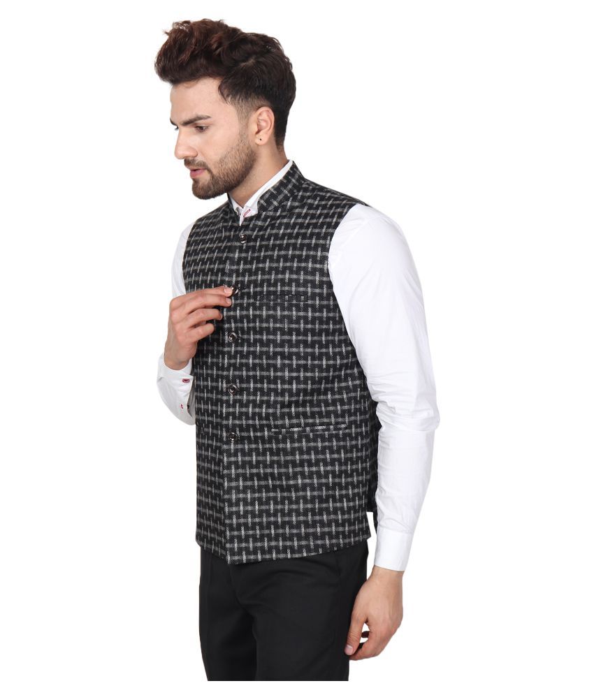 Narvey Black Woollen Nehru Jacket - Buy Narvey Black ...