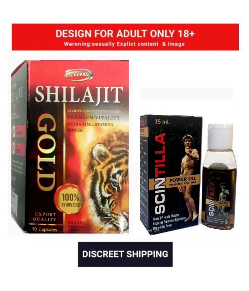 Ayurveda Cute Shilajit Gold 30 Capsules & Scintilla Power Oil 15ml