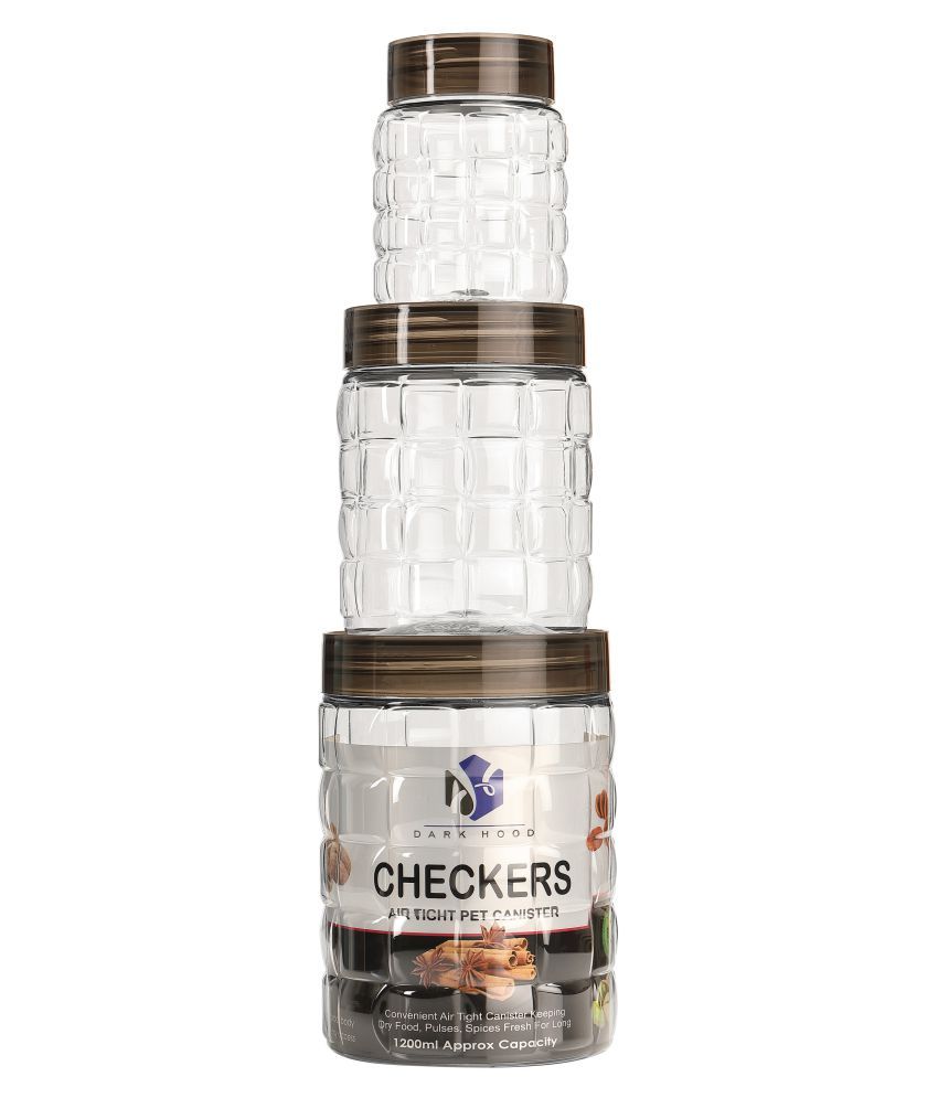 Kkart Air tight Checkers PET Food Container Set of 3 1100 mL Buy