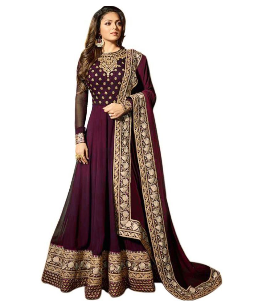 purple georgette gown