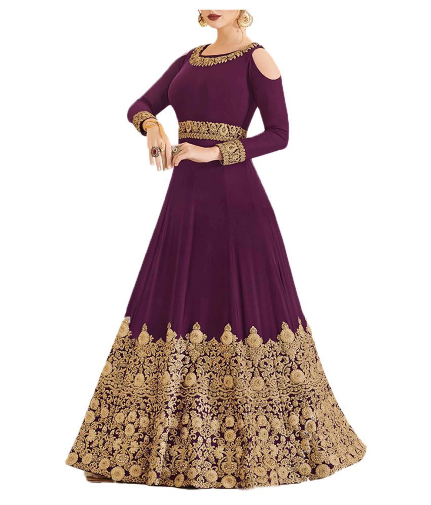 purple georgette gown
