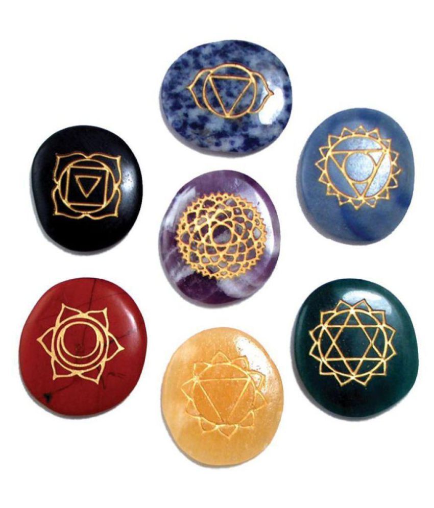 Seven Chakra Oval Shape Healing Symbols Set of 7 Pcs Multi Color