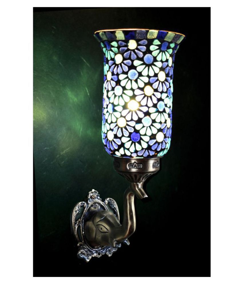Lal Haveli Home Decorative Mosaic Glass Hanging Wall Lamp Light Blue Pack Of 1 - Hanging Wall Lamp Lal Haveli Home Decorative Mosaic Glass Hanging Wall Lamp Light Blue Pack Of 1 - Hanging Wall Lamp