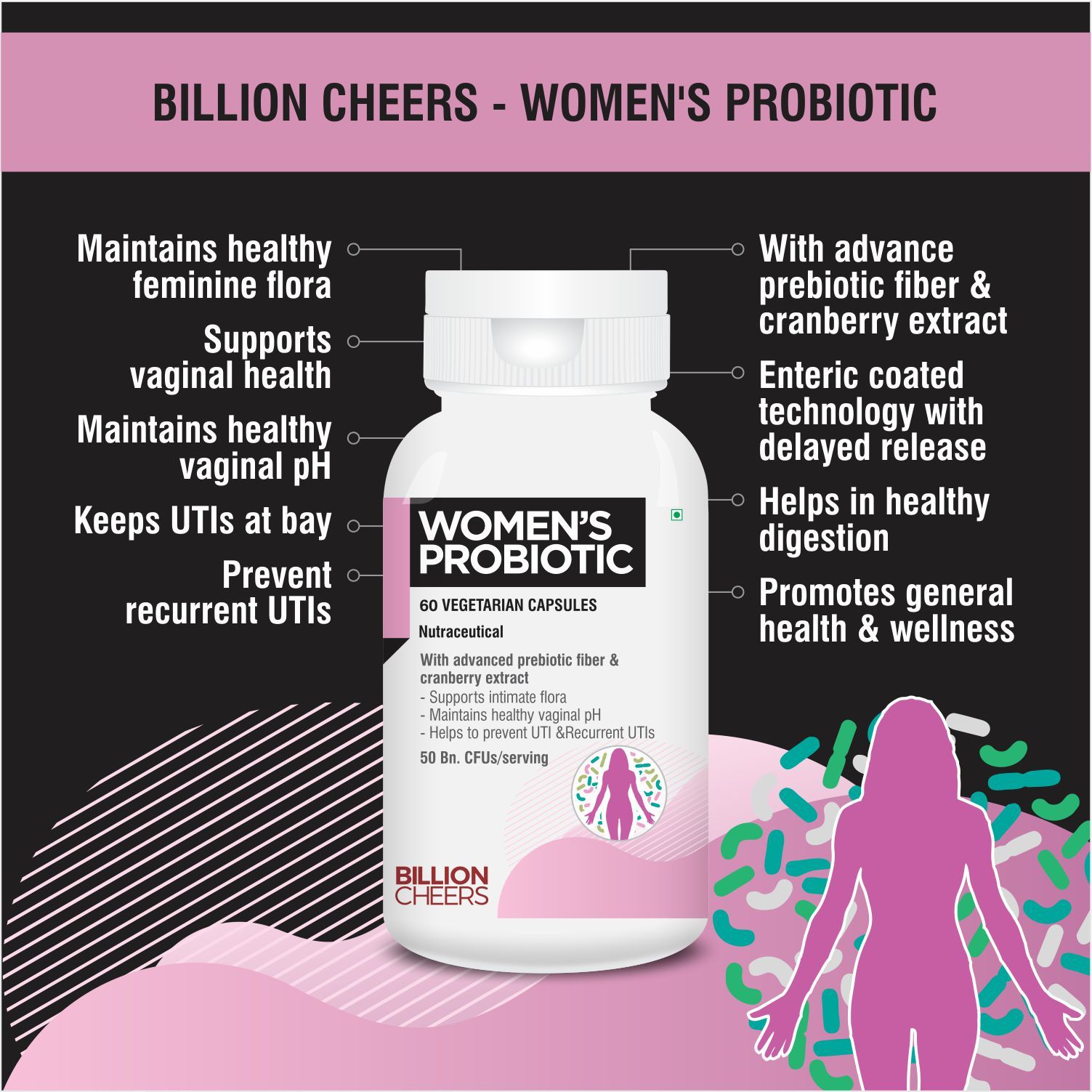 Probiotics For Women - 50 Billion CFU With Prebiotics And Cranberry 120 Vegan Caps With Lactobacillus Reuteri Acidophilus Bifidobacterium Probiotic Bio Cultures For Womens Intimate Flora - View #7