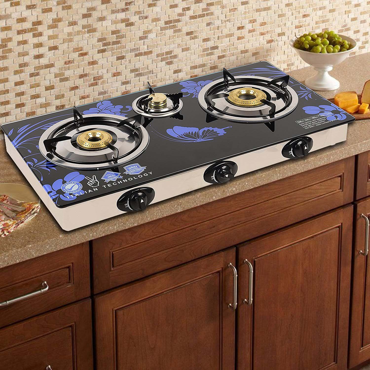 Surya Crystal SC004 3 Burner Auto Gas Stove_ Design/Colour May Vary as per stock Availability