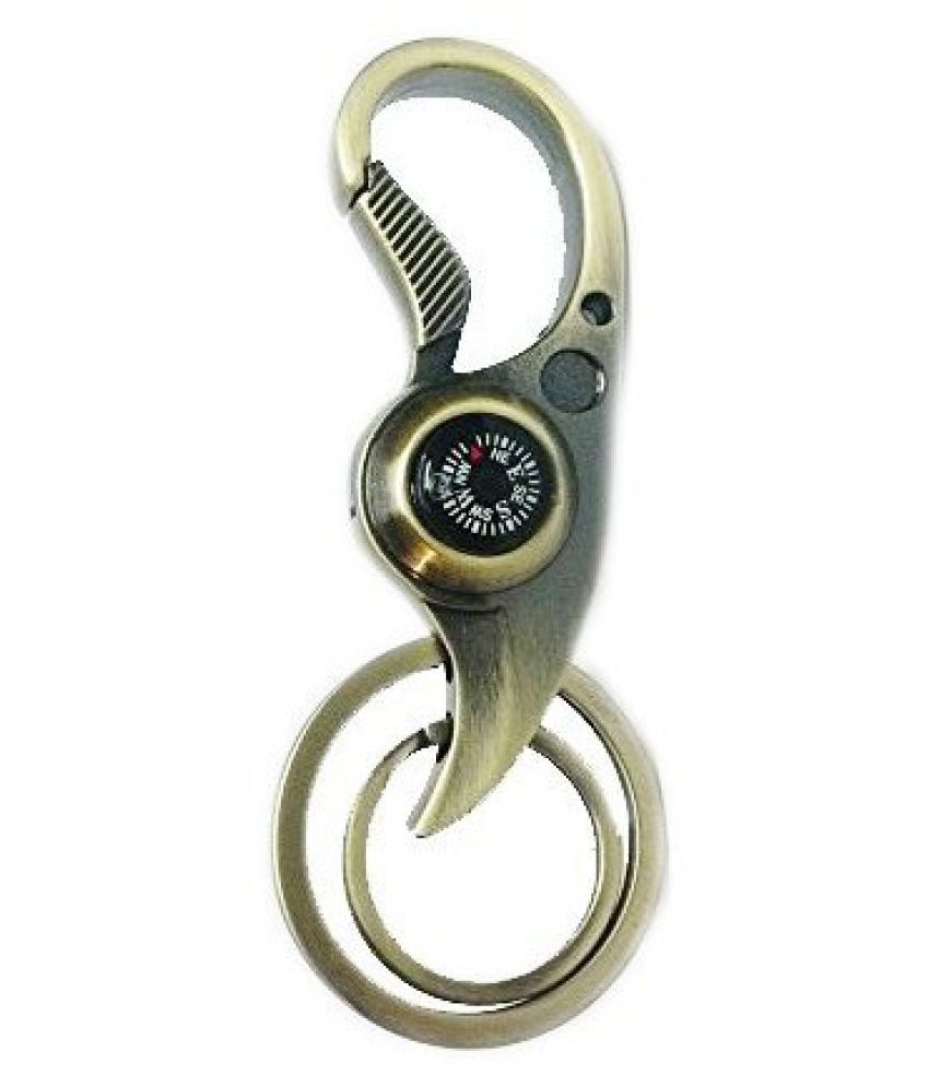 Golden Compass Keychain With Double Key Ring Hook Buy Online at Low