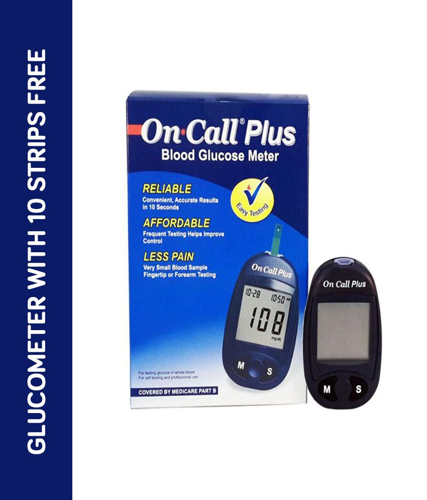     			On Call Plus Glucometer With 10 Gluco Strip Acon