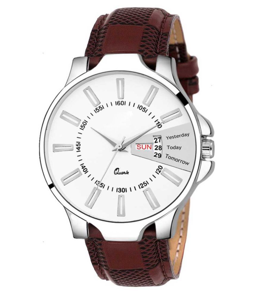     			newmen 2055 Day and Date Leather Analog Men's Watch