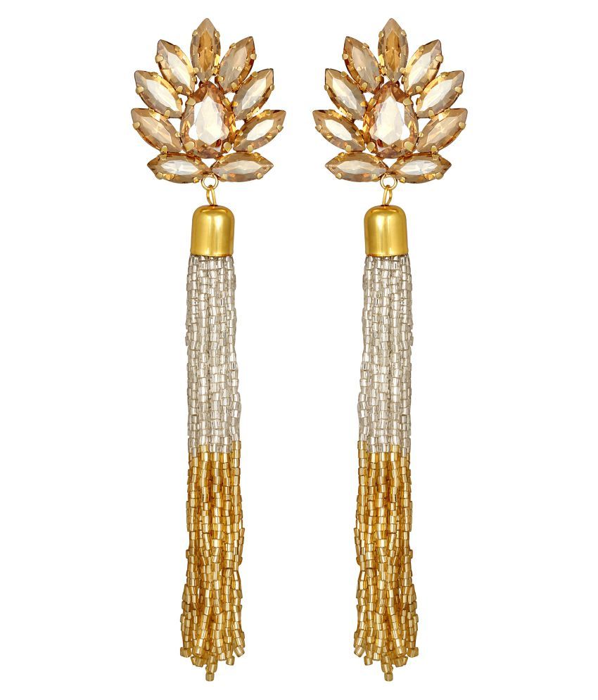     			Asmitta Modern Designer Gold Plated crystals stone Long Dangle Earring For Women