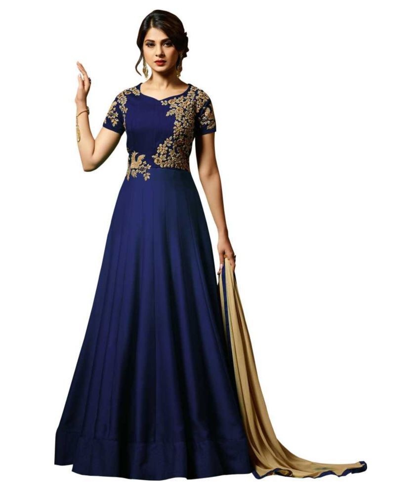 navy silk gown