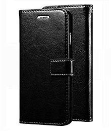 Samsung galaxy A6 Plus Flip Cover by KOVADO - Black Original Vintage Look Leather Wallet Case