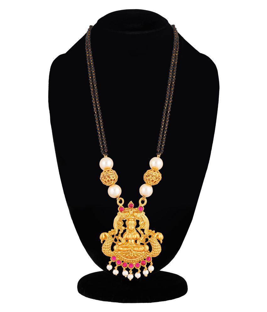 Apara Ruby Black Bead Laxmi Pendant Temple Mangalsutra Jewellery for ...