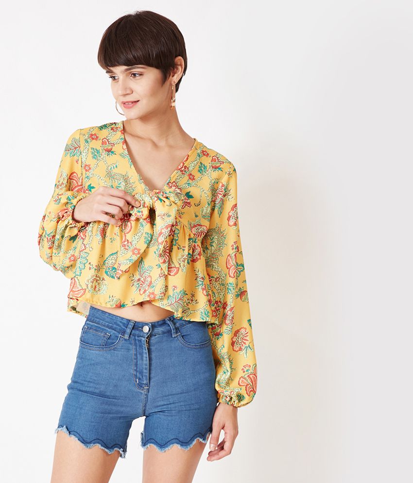 Oxolloxo Polyester Crop Tops Yellow Buy Oxolloxo Polyester Crop