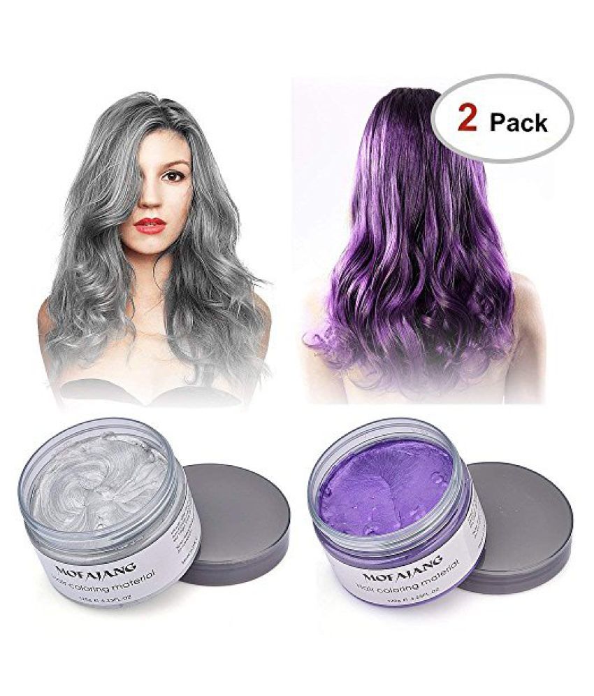 Elegancio Combo Of Silver Purple Hair Color Cold Wax 50 Gm Pack