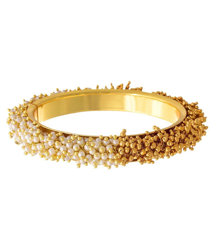     			JFL - Traditional & Ethnic One Gram Gold Plated Pearl & Gold Bead Designer Bangle for Women & Girls