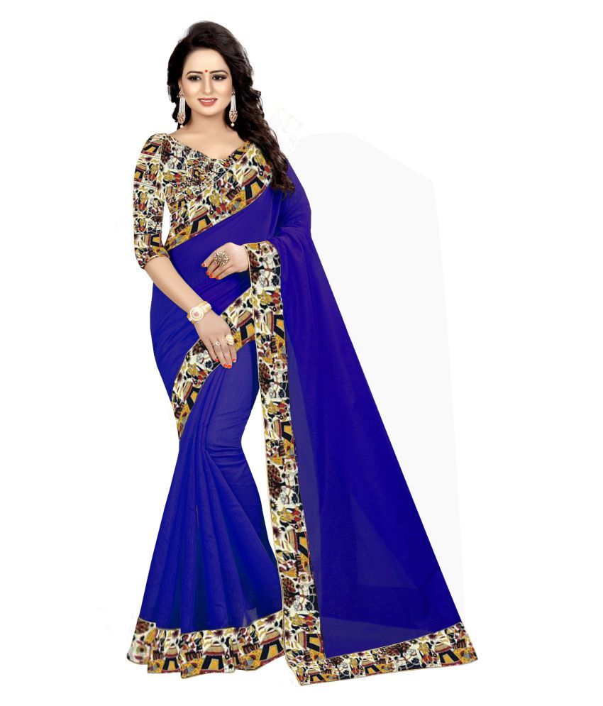 Suman Creation Blue Chanderi Saree - Buy Suman Creation Blue Chanderi ...