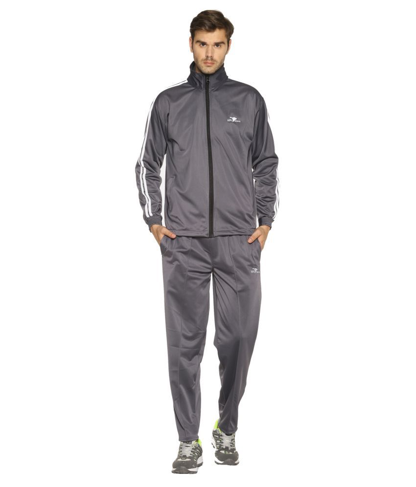 muscle fit grey tracksuit