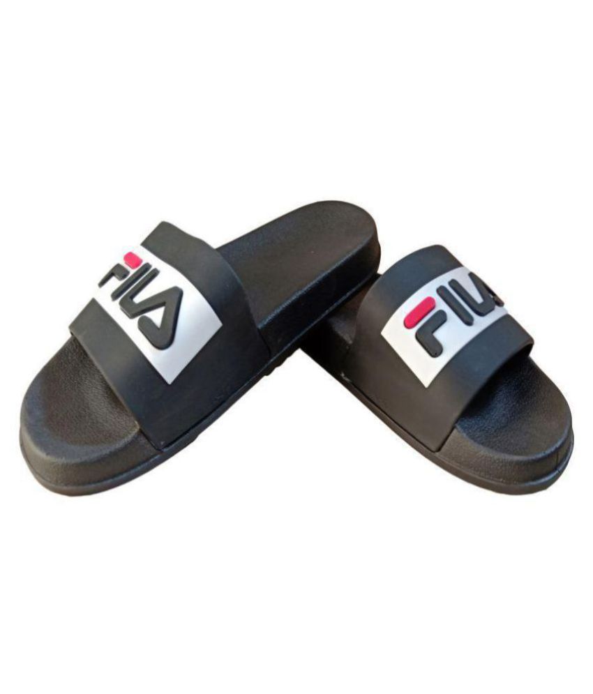Fila Black Slide Flip flop Price in India- Buy Fila Black Slide Flip ...