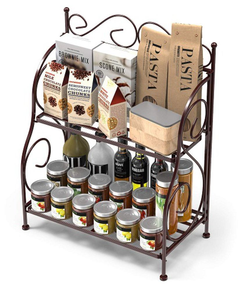 Fancy Shoppee Store 2Tier Foldable Wrought and Cast Iron Spice Shelf
