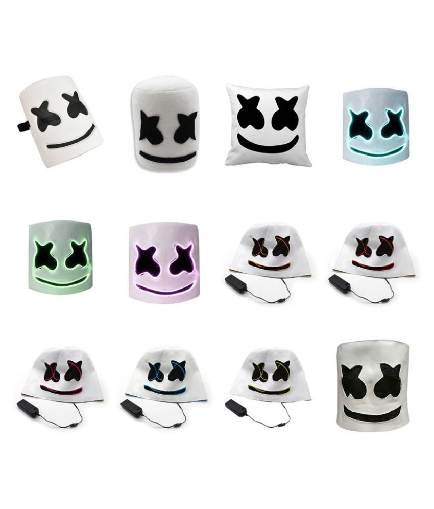 DJ Marshmello Halloween Cosplay Latex Mask Bar Music Prop Pillow Cover Plush Toy