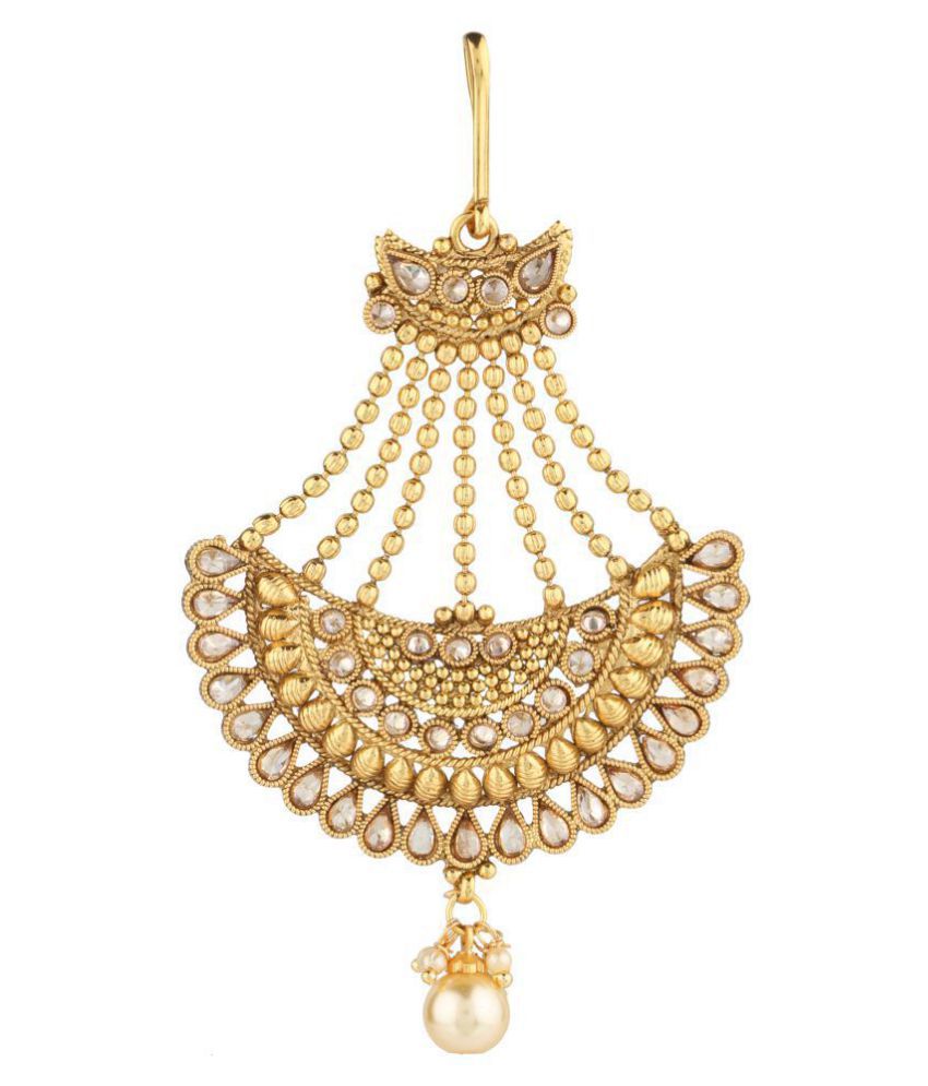Accessher antique gold jhoomar passa for women: Buy Accessher antique ...