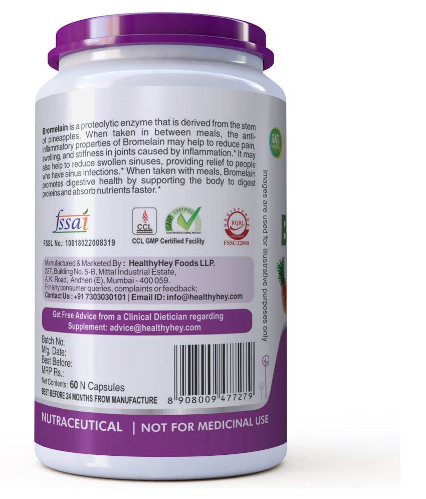 HEALTHYHEY NUTRITION Bromelain Digestive High Concentrate 60 gm Capsule