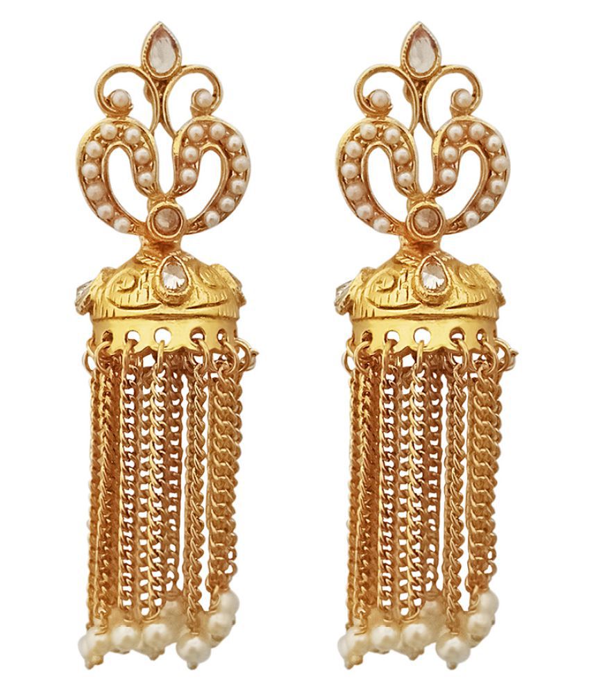 JewelMaze Alloy Golden Plated Dangler Earrings - Buy JewelMaze Alloy ...