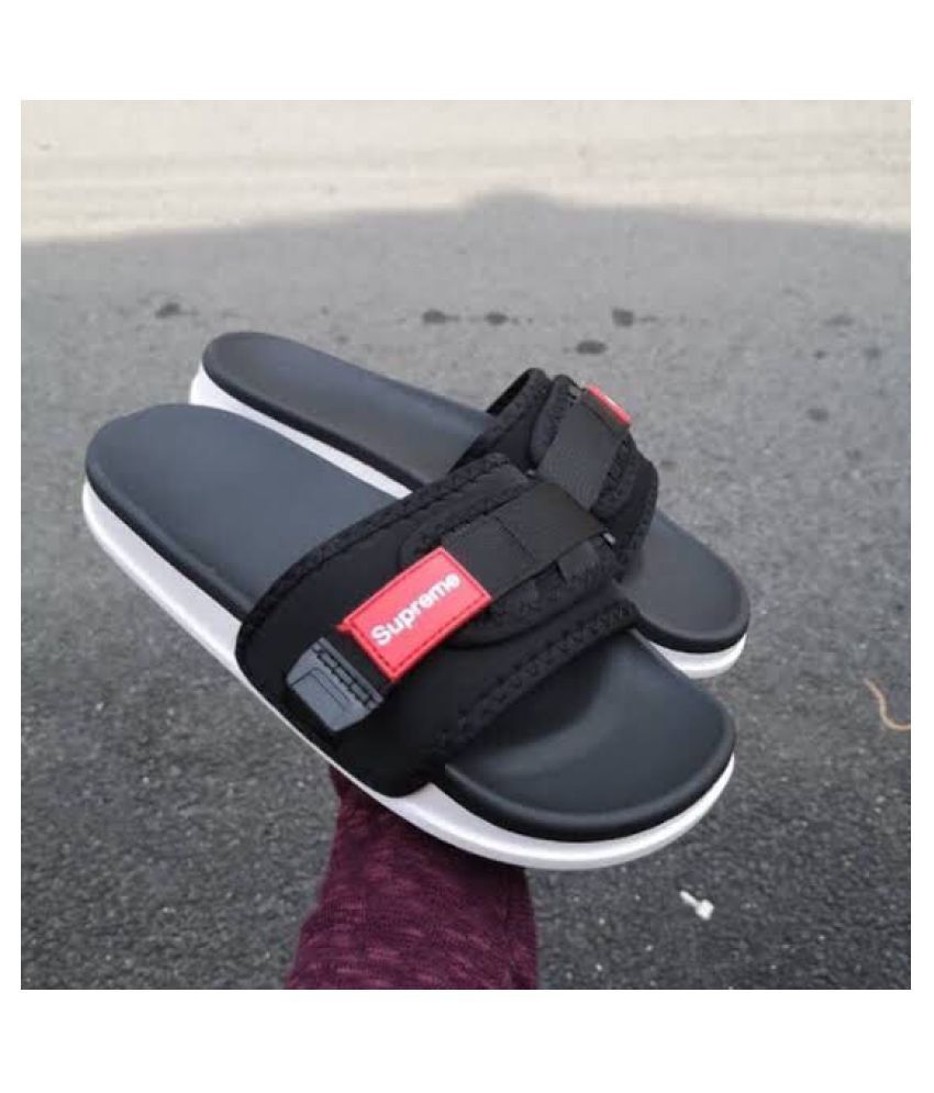 supreme slippers black