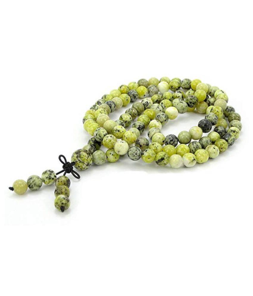 8mm Yellow Turquoise Natural Agate Stone Knot Mala Necklace Buy 8mm