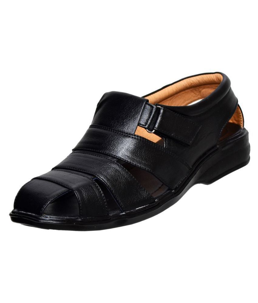 INDesital Black Leather Sandals Price 