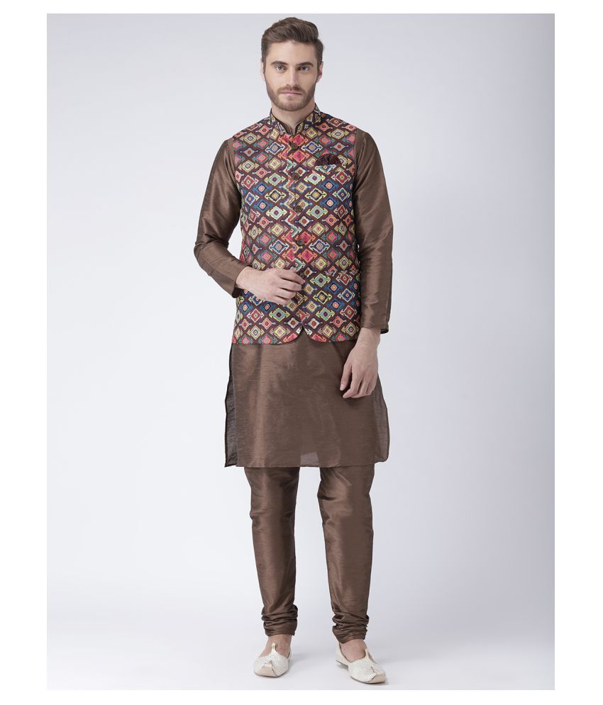     			Hangup Multi Silk Blend Kurta Pyjama Set