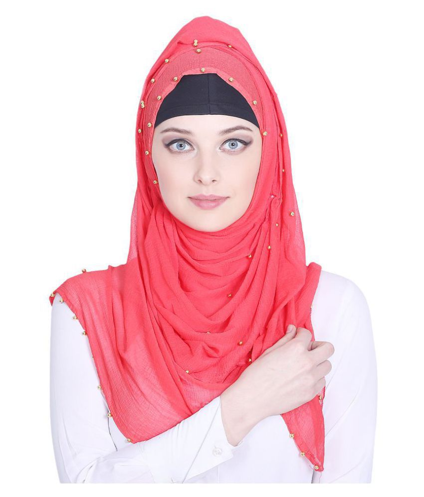 Momin Libas Red Chiffon Semi Stitched Hijab Price In India Buy Momin 