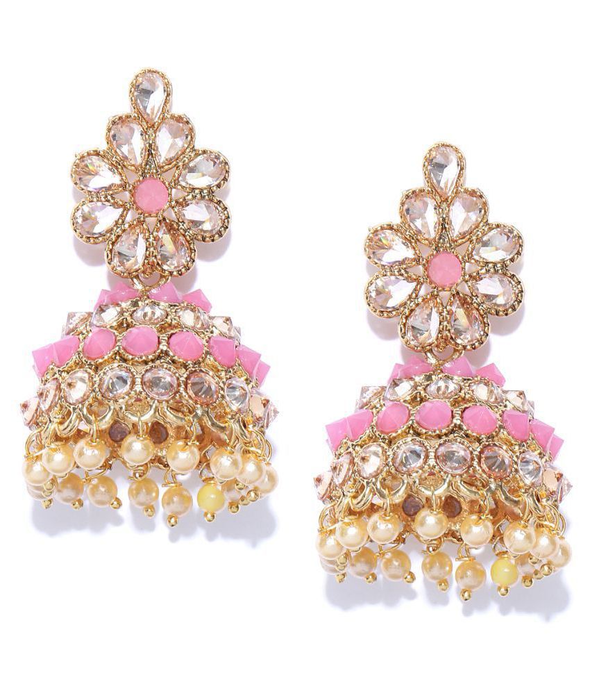     			Priyaasi - Pink Jhumki Earrings ( Pack of 1 )