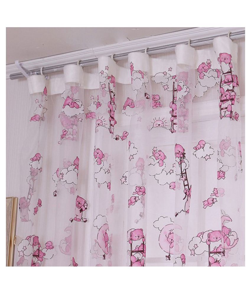 Children Bear Pattern Curtain Yarn Printed Organdy Net Curtains