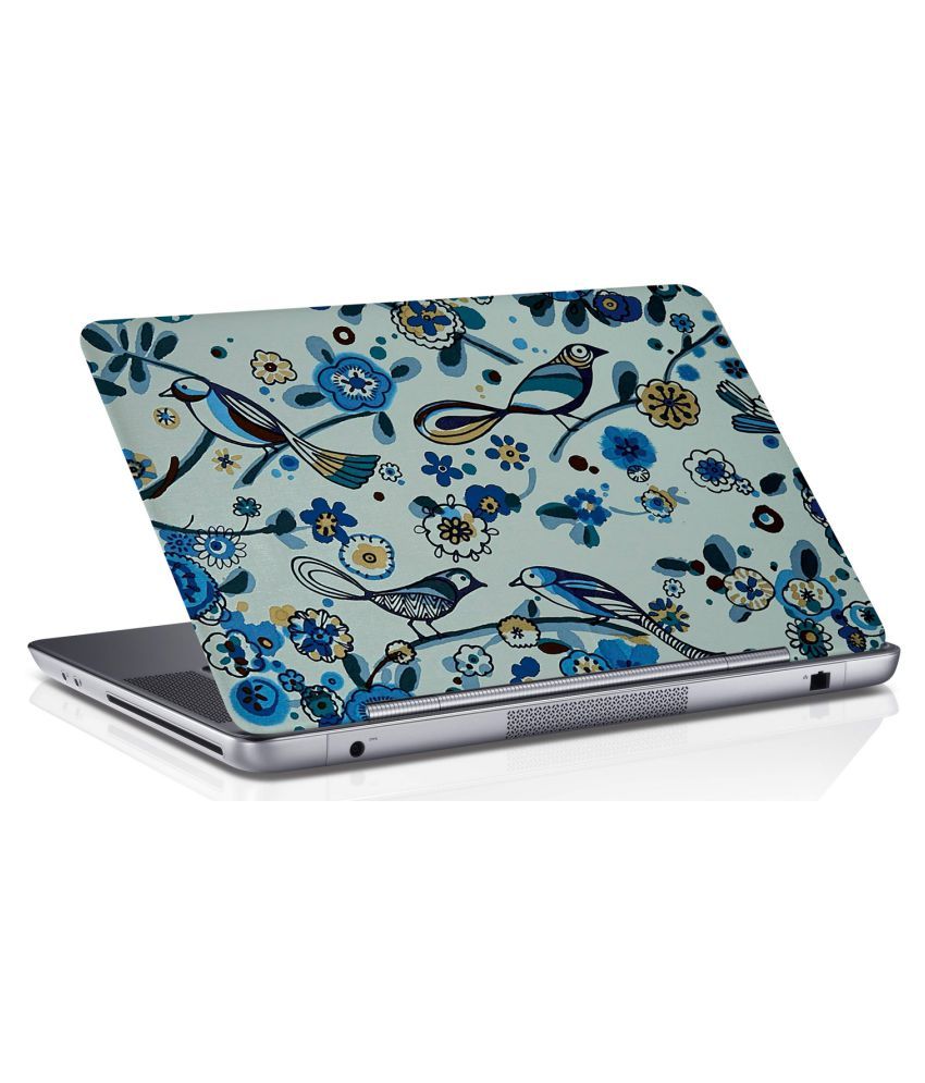RADANYA Laptop Skin Digitally Bird Printed Light Blue Laptop Skin Cover