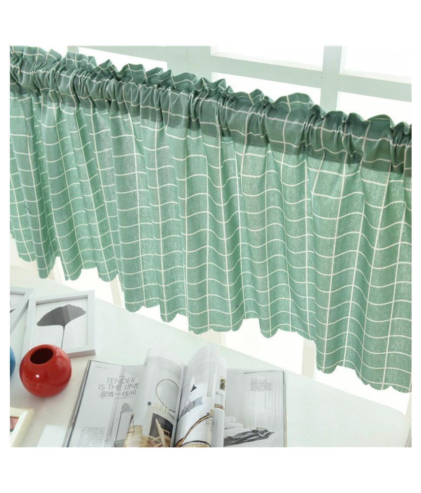 Roman Blackout Windows Half Curtains Kitchen Short Valance Green