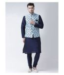 Deyann Blue Silk Kurta Pyjama Set