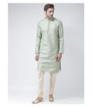 Deyann Dark Green Silk Blend Kurta Pyjama Set