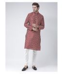 Deyann Red Silk Blend Kurta Pyjama Set