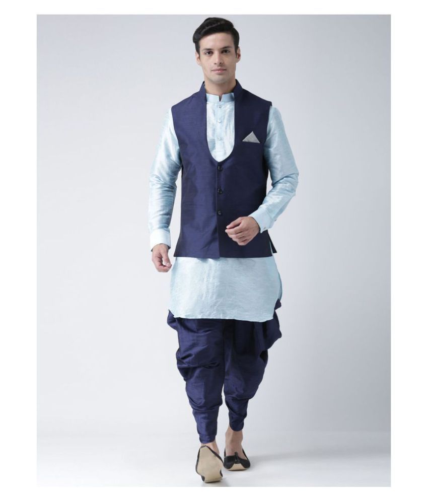     			Deyann Blue Cotton Kurta Pyjama Set