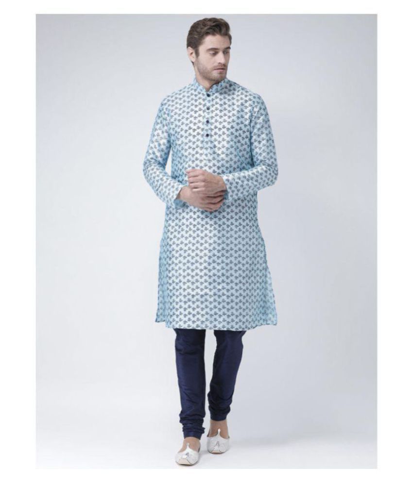     			Deyann Blue Silk Blend Kurta Pyjama Set