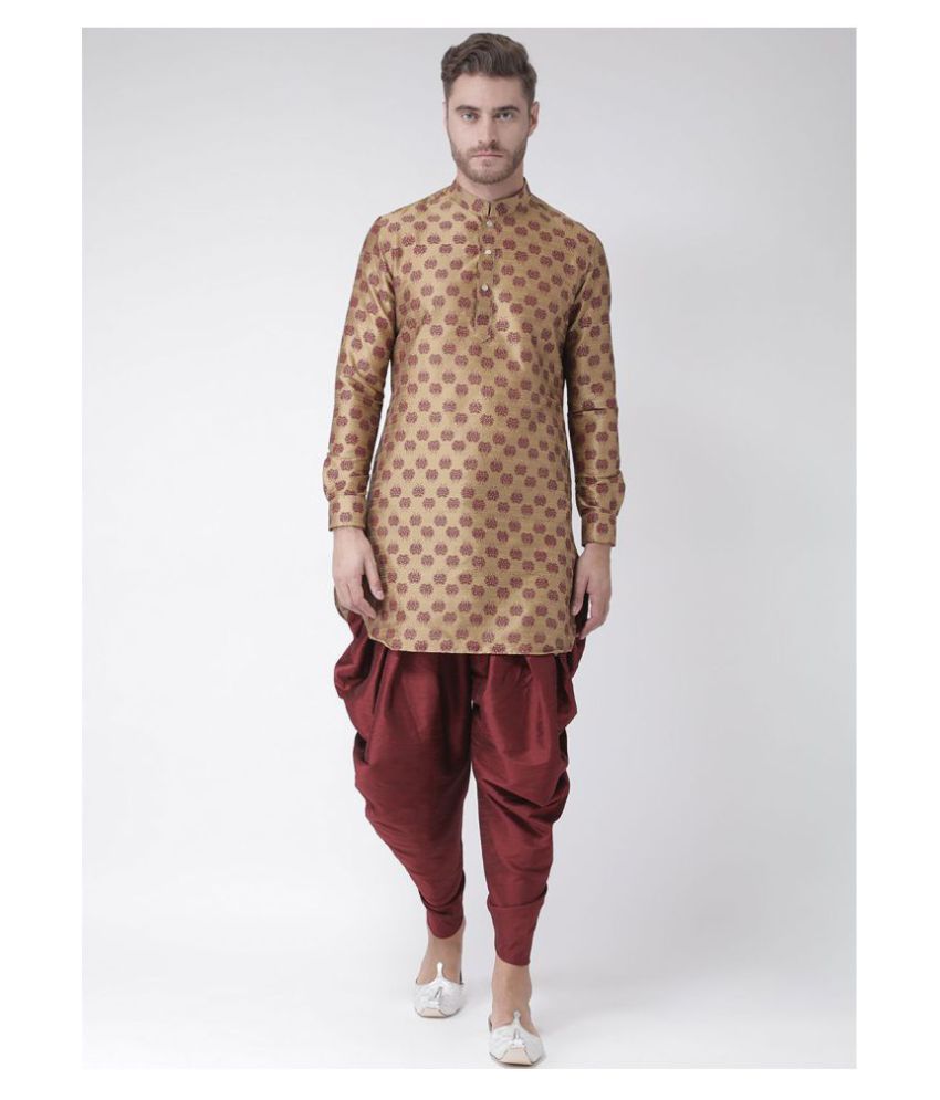     			Deyann Brown Silk Blend Kurta Pyjama Set