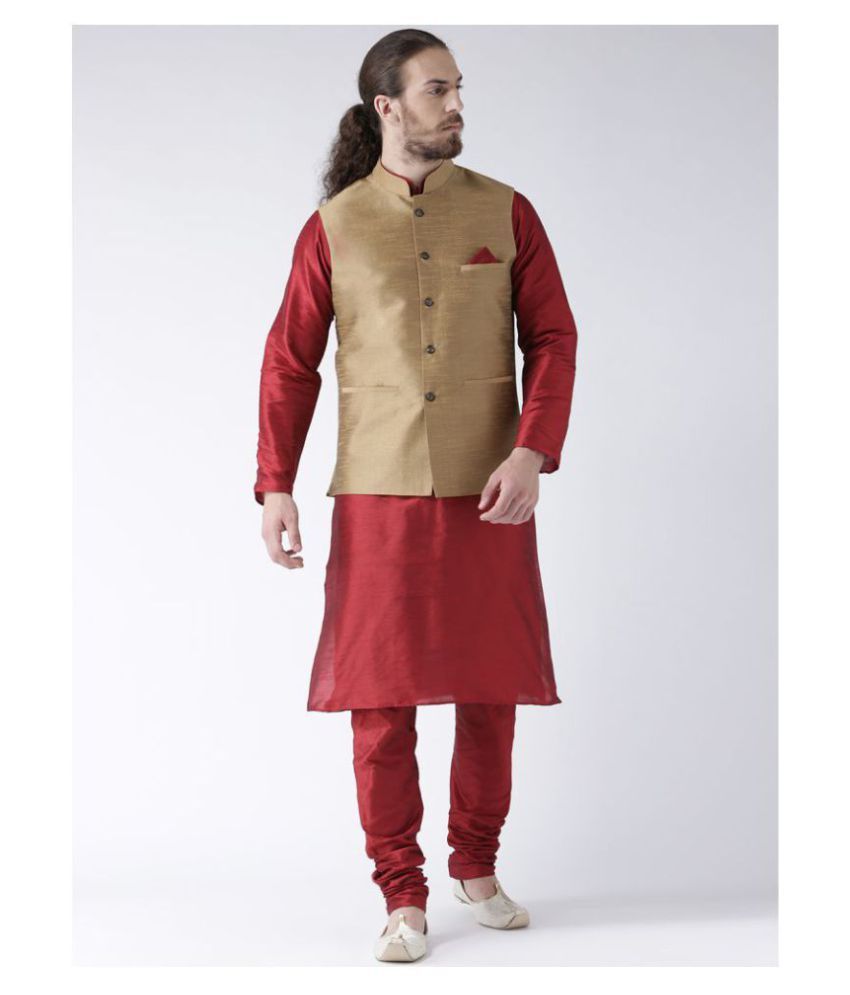     			Deyann Brown Silk Blend Kurta Pyjama Set