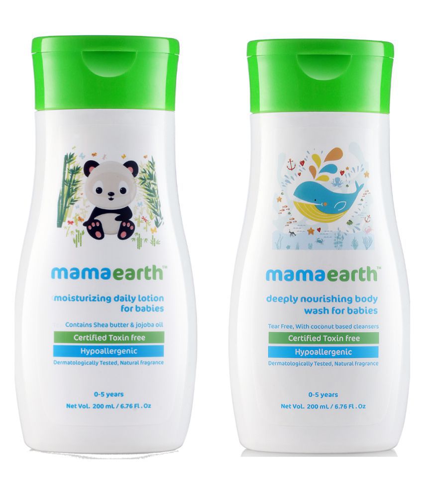 Mamaearth Daily Moisturizing Baby Lotion, 200ml änd nourishing wash for babies (200 ml, 0-5 Yrs)