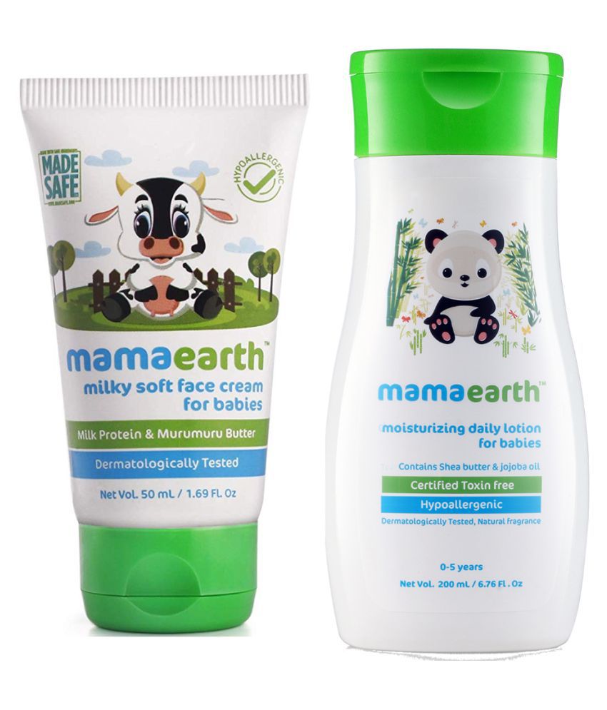 Mamaearth Milky Soft Natural Baby Face Cream for Babies 50mL änd Daily Moisturizing Baby Lotion, 200ml