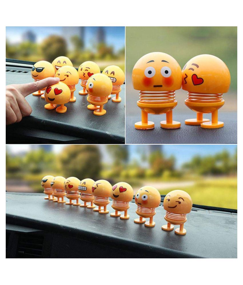 Cute Spring Dancing Emoji Dolls Shaking Head Dolls For Car Interior Dashboard Decor Home Desktop Pack Of 2 Assorted Design