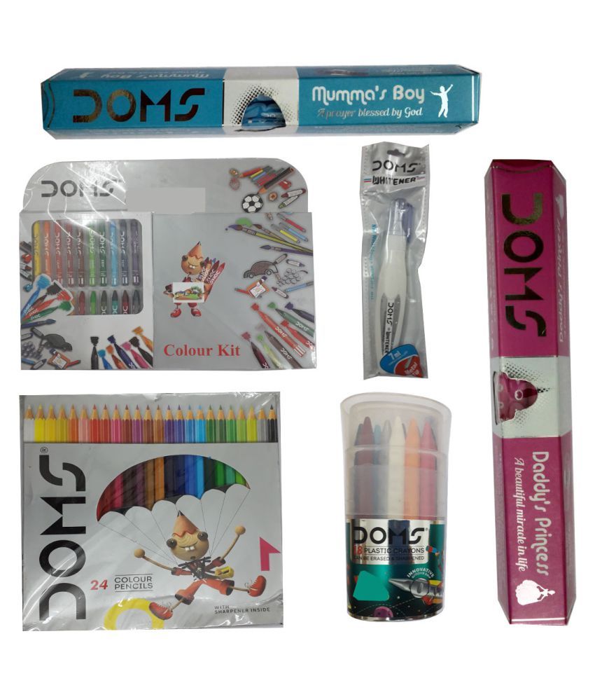 1 Doms 18 Plastic Crayons + 10 Doms Daddy's Princess Xtra Super Dark