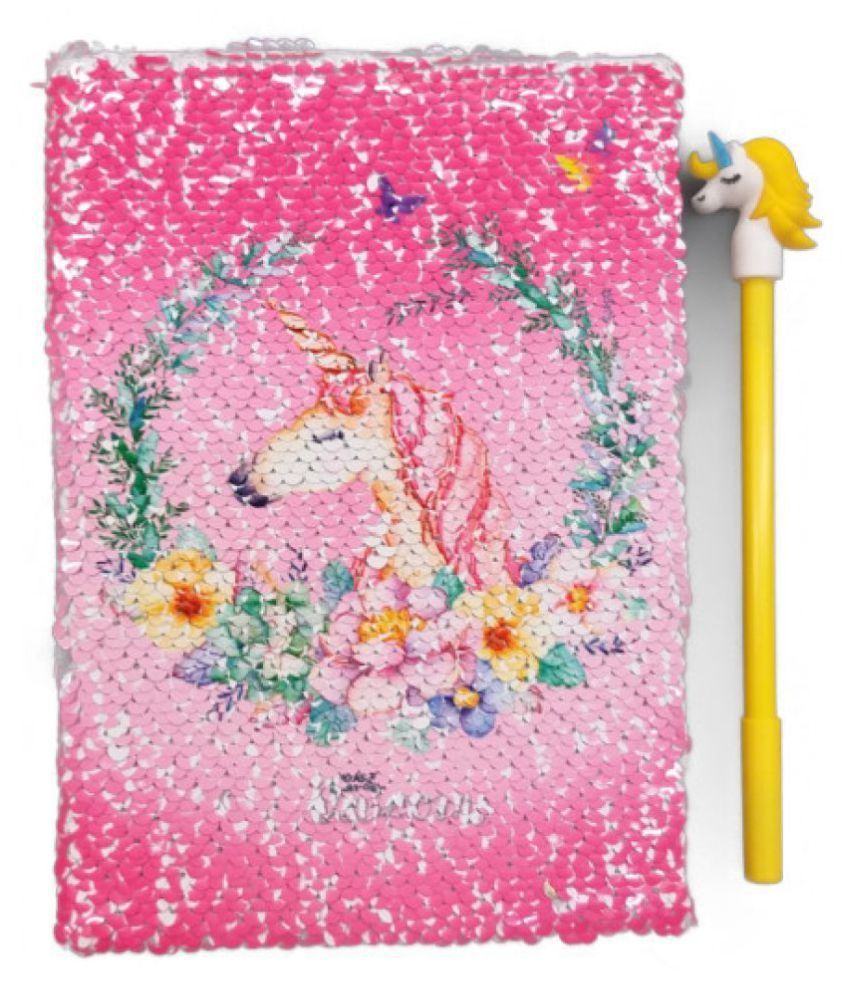 Prezzie Villa Stylish Combo Of Unicorn Sequins Diary With One